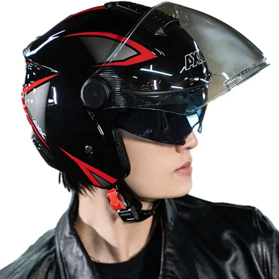 Motorcycle Riding Helmet UV Protection Double Lens Cycling Bike Helmet
