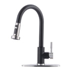 Single Level Stainless Steel Kitchen Sink Faucet with Pull Out Sprayer,for Laundry Rv Bar,Nickel Black Kitchen Mixer Tap