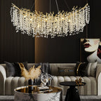 Crystal Chandelier Modern Chandelier Round Farmhouse Tree Branch Light for Dining Room Living Room Kitchen Island Bedroom