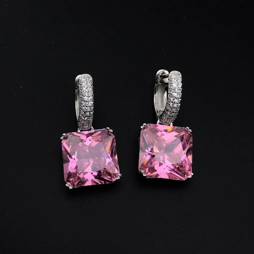 Emerald Moissanite 12MM Sterling 925 Silver Earrings