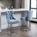 Modern Velvet Counter Height Bar Stools Silk Upholstered Farmhouse Style for Kitchen Island Home Bar Hotels and Bathroom