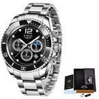 Luxury Watch for Men Waterproof Sports Stainless Chronograph Quartz Wristwatch