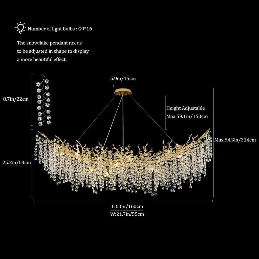 Crystal Chandelier Modern Chandelier Round Farmhouse Tree Branch Light for Dining Room Living Room Kitchen Island Bedroom