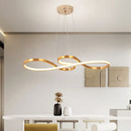 Kitchen Table 50W Led Gold Curved Ceiling Pendant Light With Remote Control