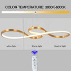 Kitchen Table 50W Led Gold Curved Ceiling Pendant Light With Remote Control