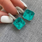 Emerald Moissanite 12MM Sterling 925 Silver Earrings