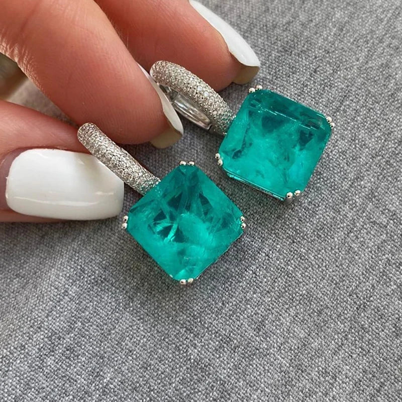 Emerald Moissanite 12MM Sterling 925 Silver Earrings