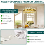 Modern Crystal Chandelier Round Farmhouse K9 Crystal Adjustable Chandeliers for Dining Room Kitchen Island Living Room Bedroom