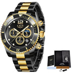 Luxury Watch for Men Waterproof Sports Stainless Chronograph Quartz Wristwatch