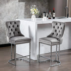 Modern Velvet Counter Height Bar Stools Silk Upholstered Farmhouse Style for Kitchen Island Home Bar Hotels and Bathroom