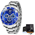 Luxury Watch for Men Waterproof Sports Stainless Chronograph Quartz Wristwatch