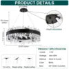 Modern Crystal Chandelier Round Farmhouse K9 Crystal Adjustable Chandeliers for Dining Room Kitchen Island Living Room Bedroom