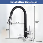 Single Level Stainless Steel Kitchen Sink Faucet with Pull Out Sprayer,for Laundry Rv Bar,Nickel Black Kitchen Mixer Tap