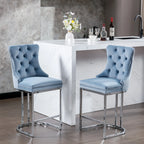 Modern Velvet Counter Height Bar Stools Silk Upholstered Farmhouse Style for Kitchen Island Home Bar Hotels and Bathroom