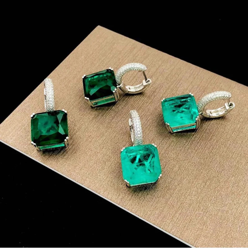 Emerald Moissanite 12MM Sterling 925 Silver Earrings