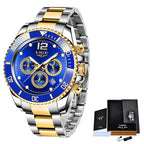 Luxury Watch for Men Waterproof Sports Stainless Chronograph Quartz Wristwatch