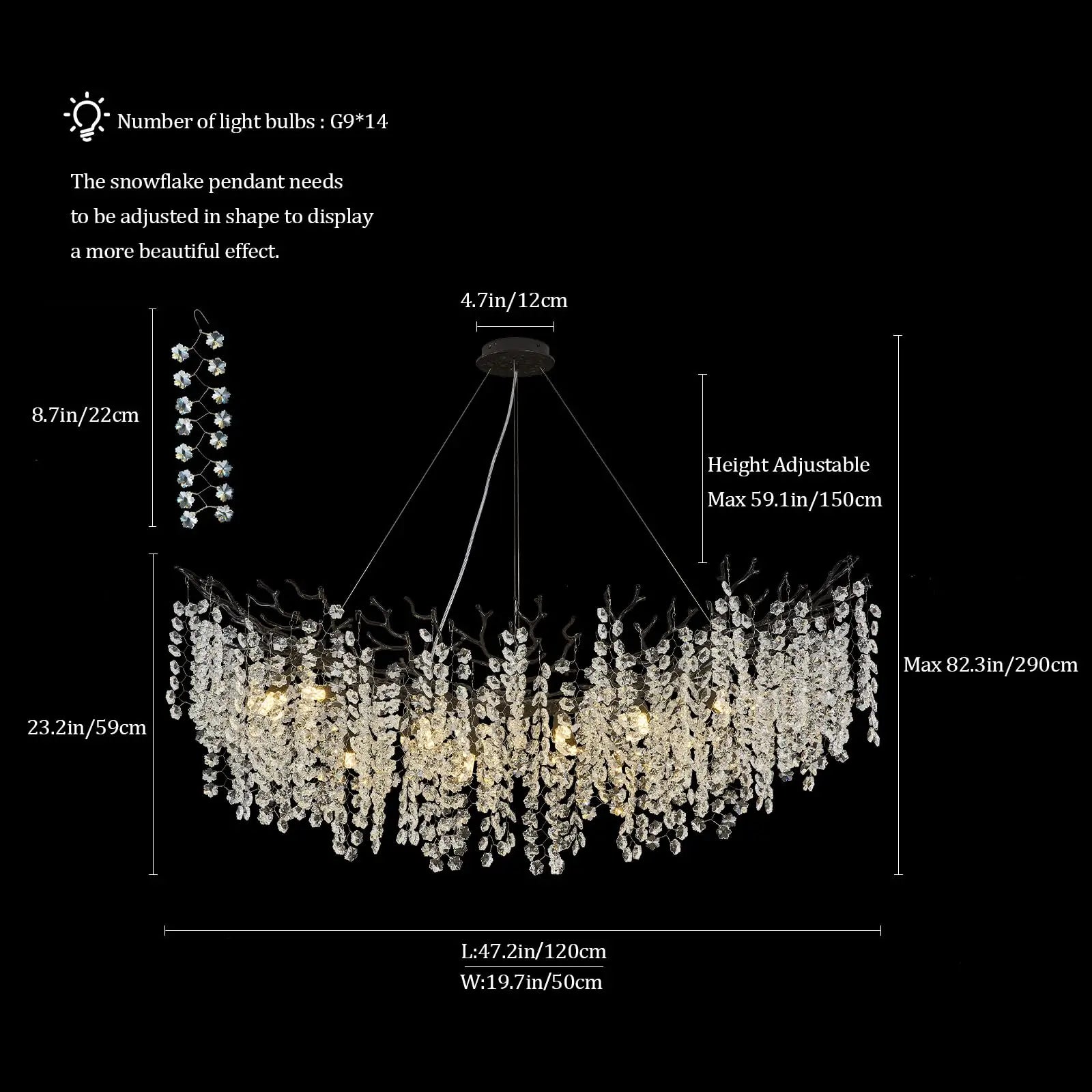 Crystal Chandelier Modern Chandelier Round Farmhouse Tree Branch Light for Dining Room Living Room Kitchen Island Bedroom