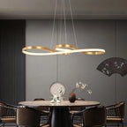 Kitchen Table 50W Led Gold Curved Ceiling Pendant Light With Remote Control