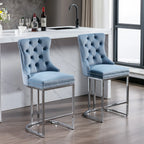 Modern Velvet Counter Height Bar Stools Silk Upholstered Farmhouse Style for Kitchen Island Home Bar Hotels and Bathroom
