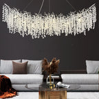 Crystal Chandelier Modern Chandelier Round Farmhouse Tree Branch Light for Dining Room Living Room Kitchen Island Bedroom