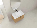 30 Inch Light Oak Chevron Floating Bathroom Vanity Plywood Countertop Ceramic Art Sink US Local Stock Homein