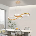 Kitchen Table 50W Led Gold Curved Ceiling Pendant Light With Remote Control
