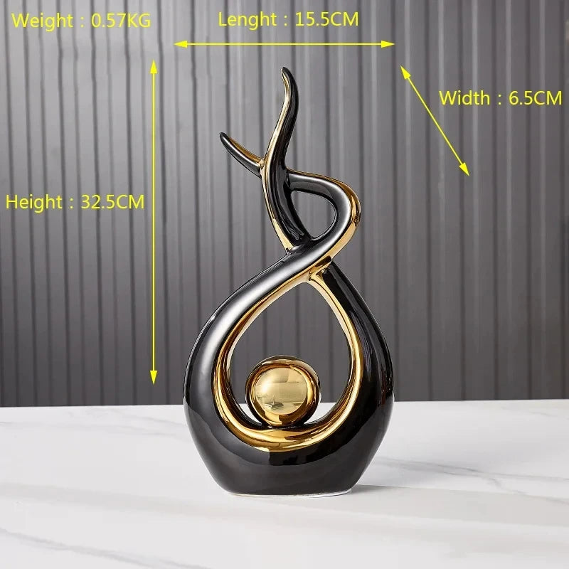 Decorative sculpture with dimensions labeled on a gray background
