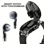 Smart watch with TWS earbuds on a white background