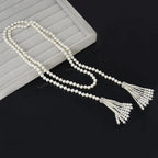 Pearl Beaded Necklace Charm Tassel Sweater Chain Neck Jewelry Accessories Waistband Women