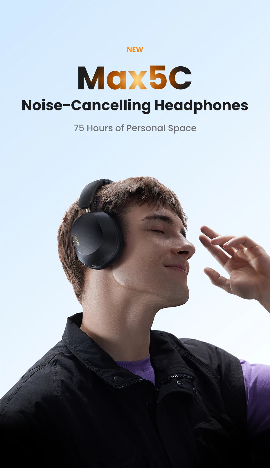 Wireless Bluetooth Headphones 43dB Hybrid Active Noise Cancellation Hi-Res LDAC 75H Spatial Audio Headset Earphones