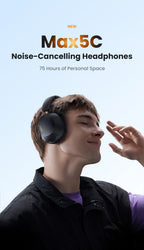 Wireless Bluetooth Headphones 43dB Hybrid Active Noise Cancellation Hi-Res LDAC 75H Spatial Audio Headset Earphones