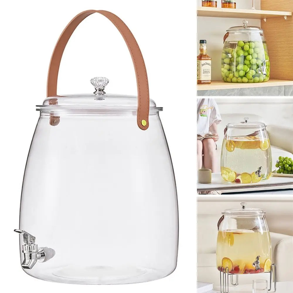 3/5/9L Large Capacity Cold Water Kettle with Tap Clear Fruit Tea Cold Brewing Kettle Drink Dispensers