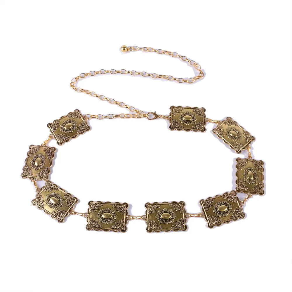 Belt Retro Style Metal Carved Decorative Waist Chain