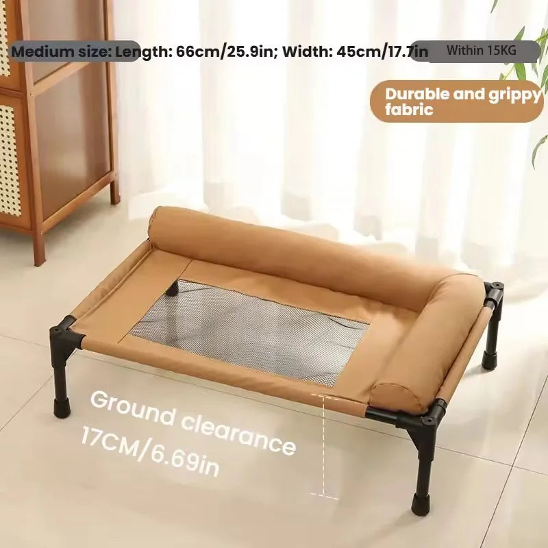 Elevated Cooling Mesh Dog Cot Breathable Moisture Resistant Bed With Pillow Four Seasons Use Indoor For Dog Cat Pet Supplies