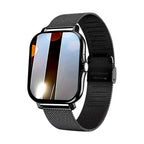 Smartwatch with a black mesh band on a white background