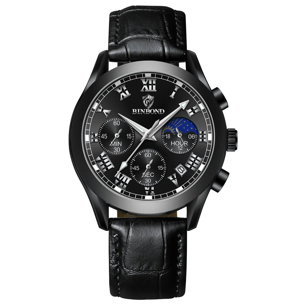 Men's Watch Multifunctional Threes Hands and Six Sub-dials Quartz Wristwatch