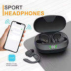 Wireless Earbuds Sport 5.3 Headphones with Noise Cancelling Mic 75H HiFi Stereo Over Ear Bud LED Display USB-C IPX6