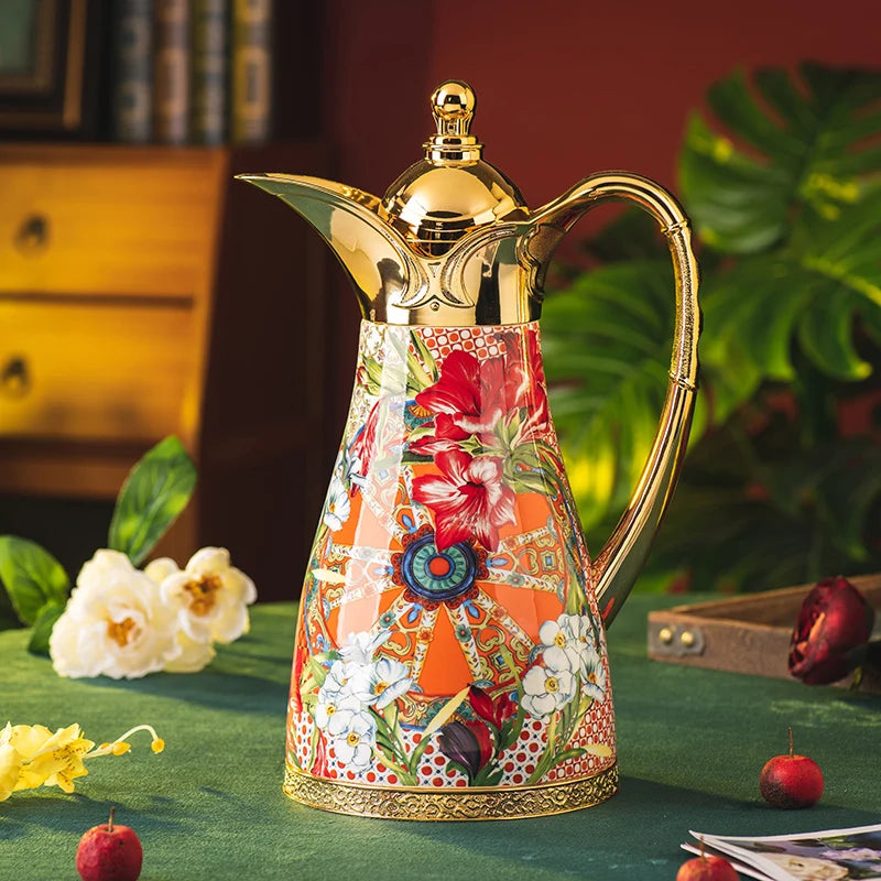 Retro thermos kettle, household large-capacity hot water kettle, vacuum inner liner, retro coffee teapot