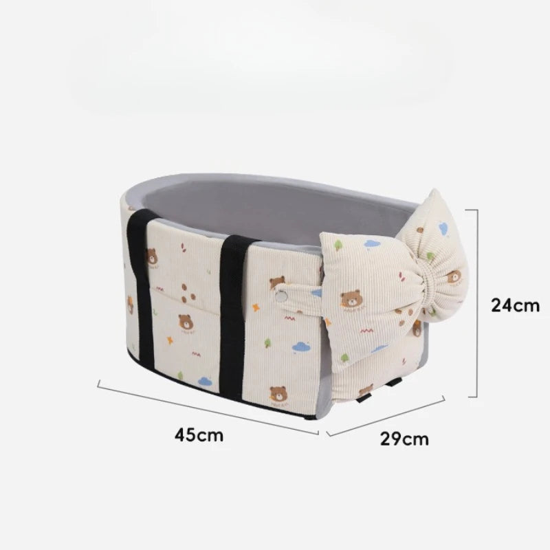 Dog Car Seat with Storage Pocket Center Console Pet Car Carrier Universal Pet Seat Cover for Small Medium Dogs Travel Safety Bag