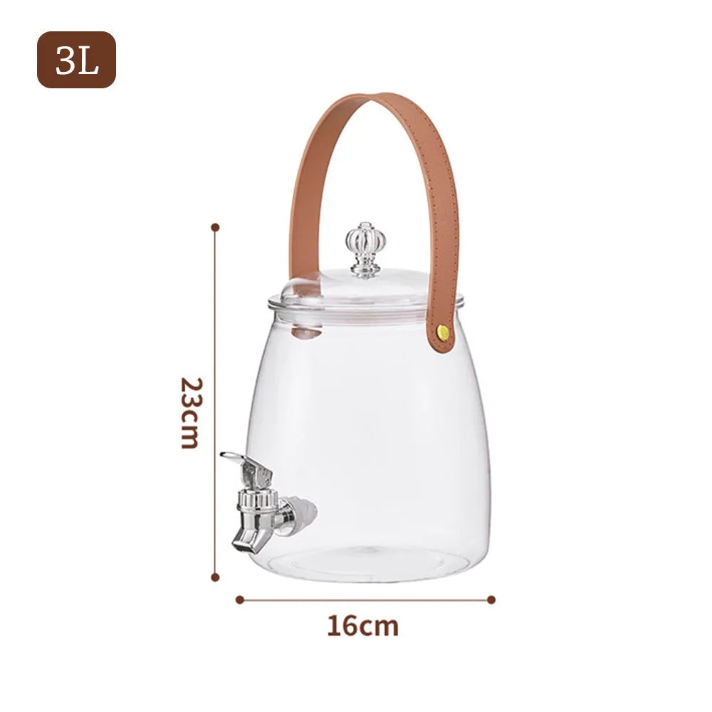 3/5/9L Large Capacity Cold Water Kettle with Tap Clear Fruit Tea Cold Brewing Kettle Drink Dispensers