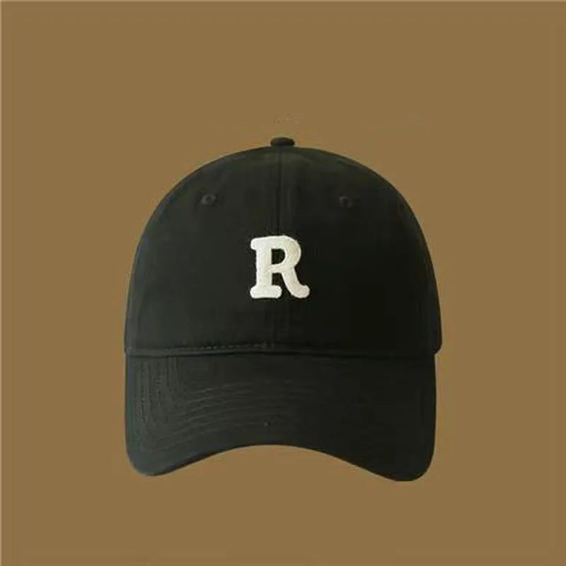 Letter-printed baseball cap for unisex, versatile curved brim