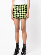 Women's Lion Buttons Houndstooth Tweed Mini Skirt