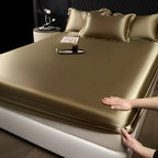 100% Mulberry Silk Bed Sheet Set – 3 Piece Smooth Satin Bedding with Pillow