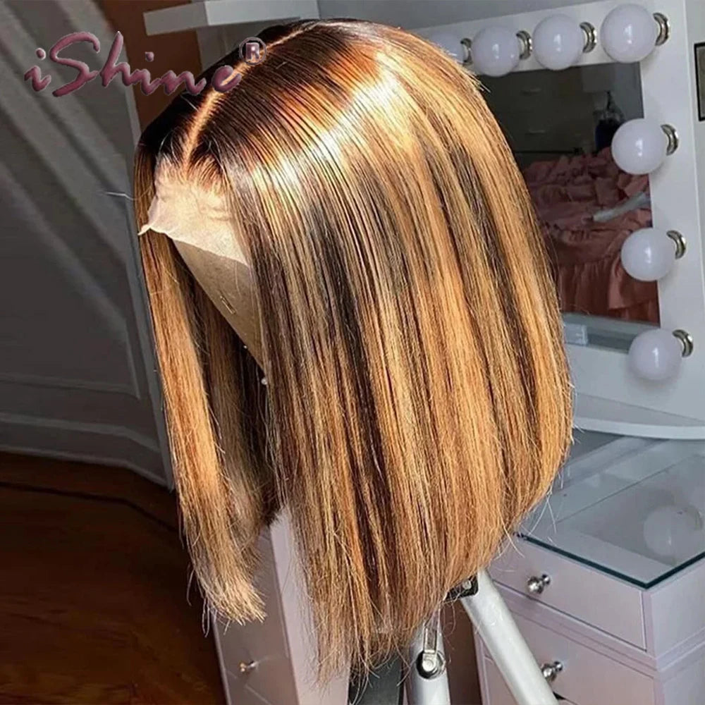 Blonde wig on a mannequin head with a vanity mirror in the background