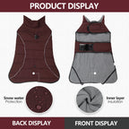 Dog Coat, Waterproof Winter Jacket,Warm Windproof Jacket, Reflective Adjustable Turtleneck Coats for Dogs with Hook & Loop