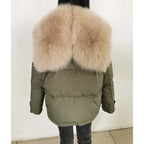 Maomaokong loose Real Fox Fur Collar 2024 White Duck Down Jacket Women Winter Luxury Puffer Coat Oversize Feather Outwear