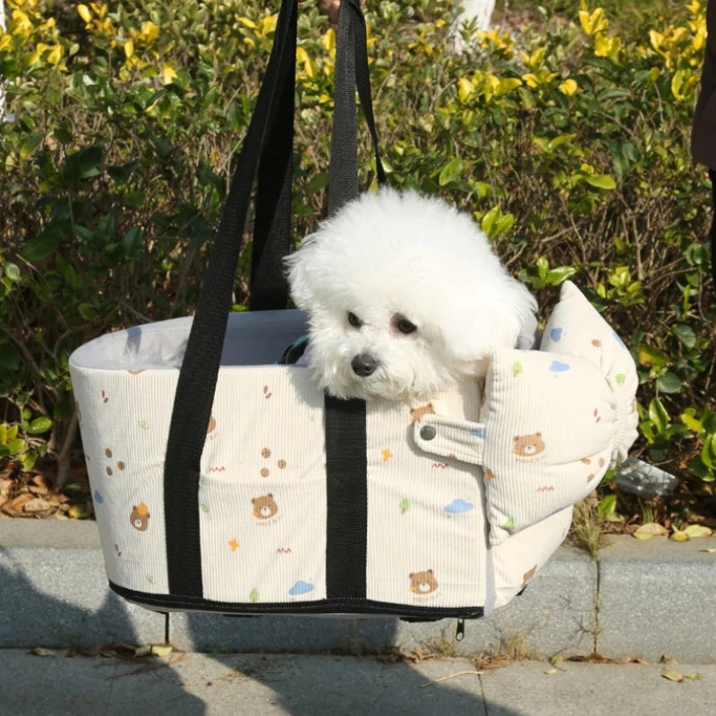 Dog Car Seat with Storage Pocket Center Console Pet Car Carrier Universal Pet Seat Cover for Small Medium Dogs Travel Safety Bag