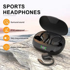Wireless Earbuds Sport 5.3 Headphones with Noise Cancelling Mic 75H HiFi Stereo Over Ear Bud LED Display USB-C IPX6