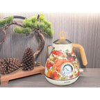 B64B-EU Plug Retro Electric Kettle 1.7L Handmade Decals Auto Power Off Thermometer Teapot For Quick Boiling