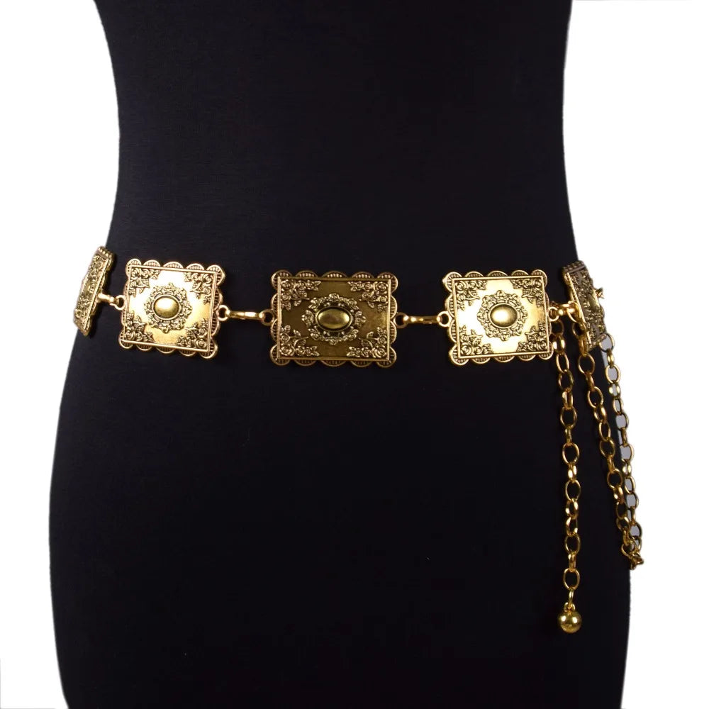 Belt Retro Style Metal Carved Decorative Waist Chain